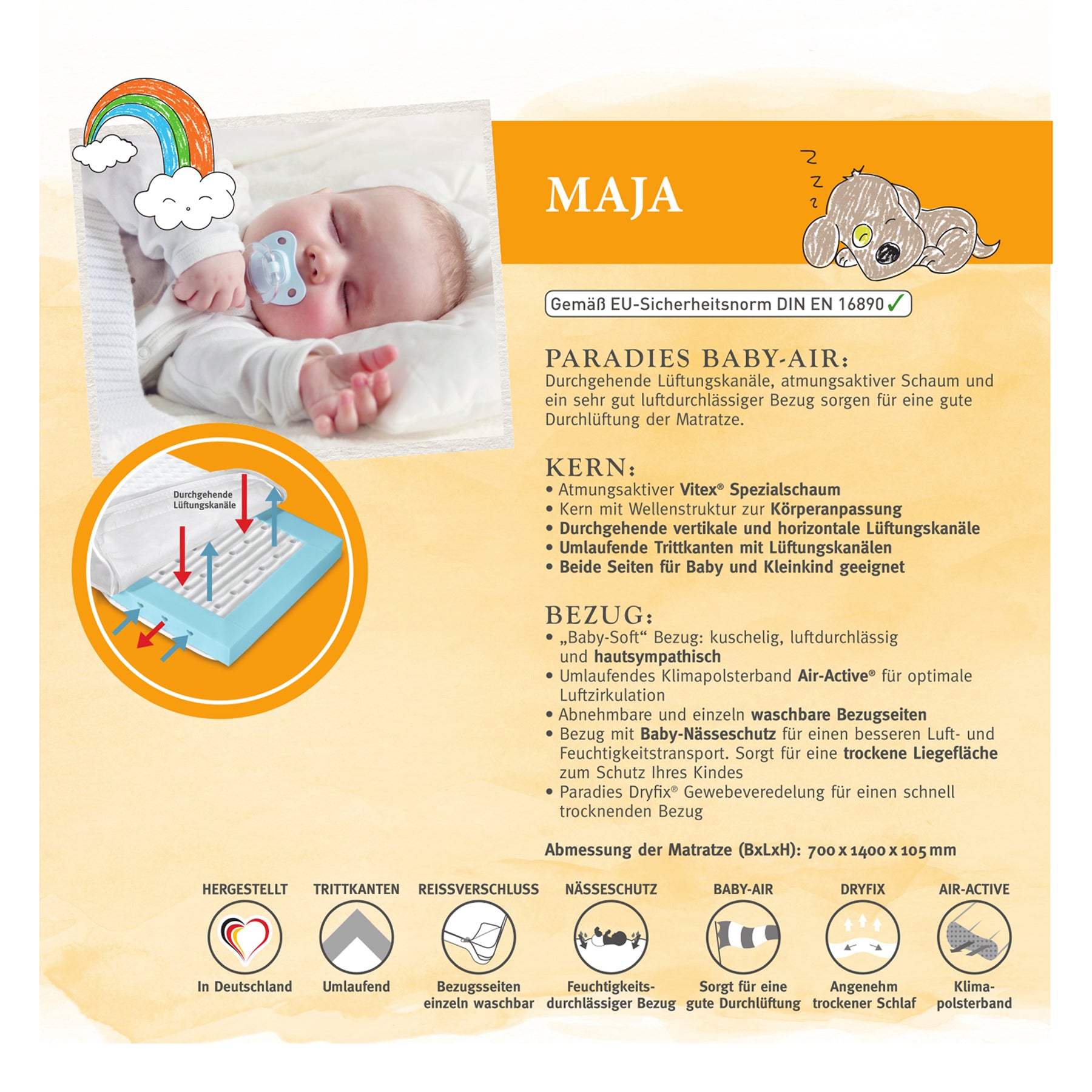 paradies-maja-kindermatratze-70-x-140-cm-mit-l-ftungskan-len image 3