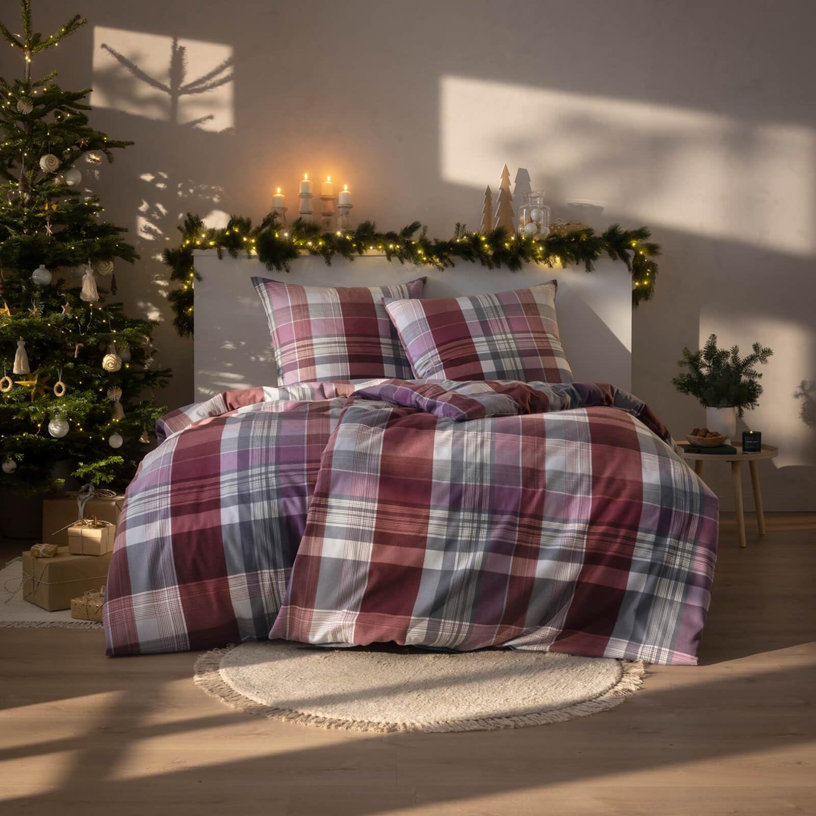estella-ambros-4473-kuschelflanell-bettw-sche-aubergine-karo-135-x-200-cm image 4