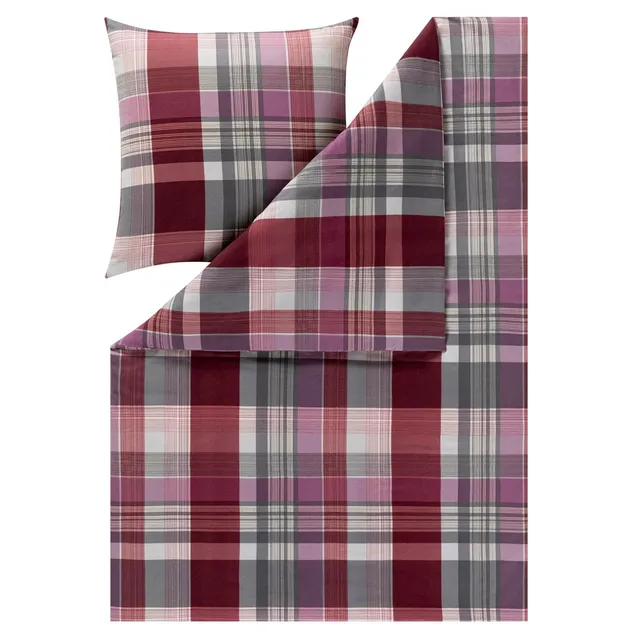 estella-ambros-4473-kuschelflanell-bettw-sche-aubergine-karo-135-x-200-cm image 1