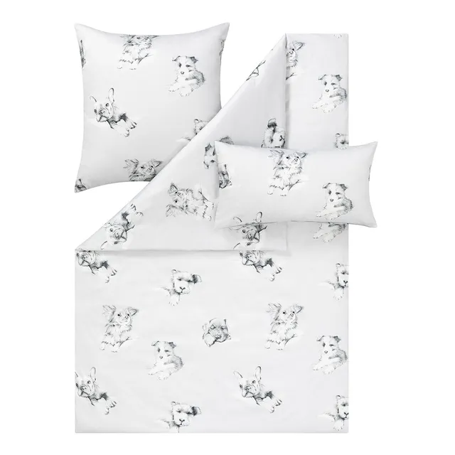 estella-mako-satin-bettw-sche-dogs-silber-100-baumwolle image 1