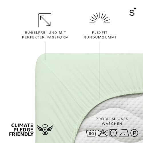 schlafgut-premium-spannbettlaken-180x200-cm-bio-baumwolle-green-light image 8