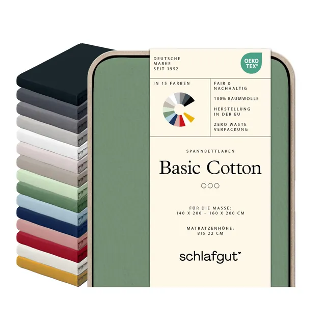 schlafgut-basic-cotton-spannbetttuch-140x200-160x200-cm-green-mid image 1