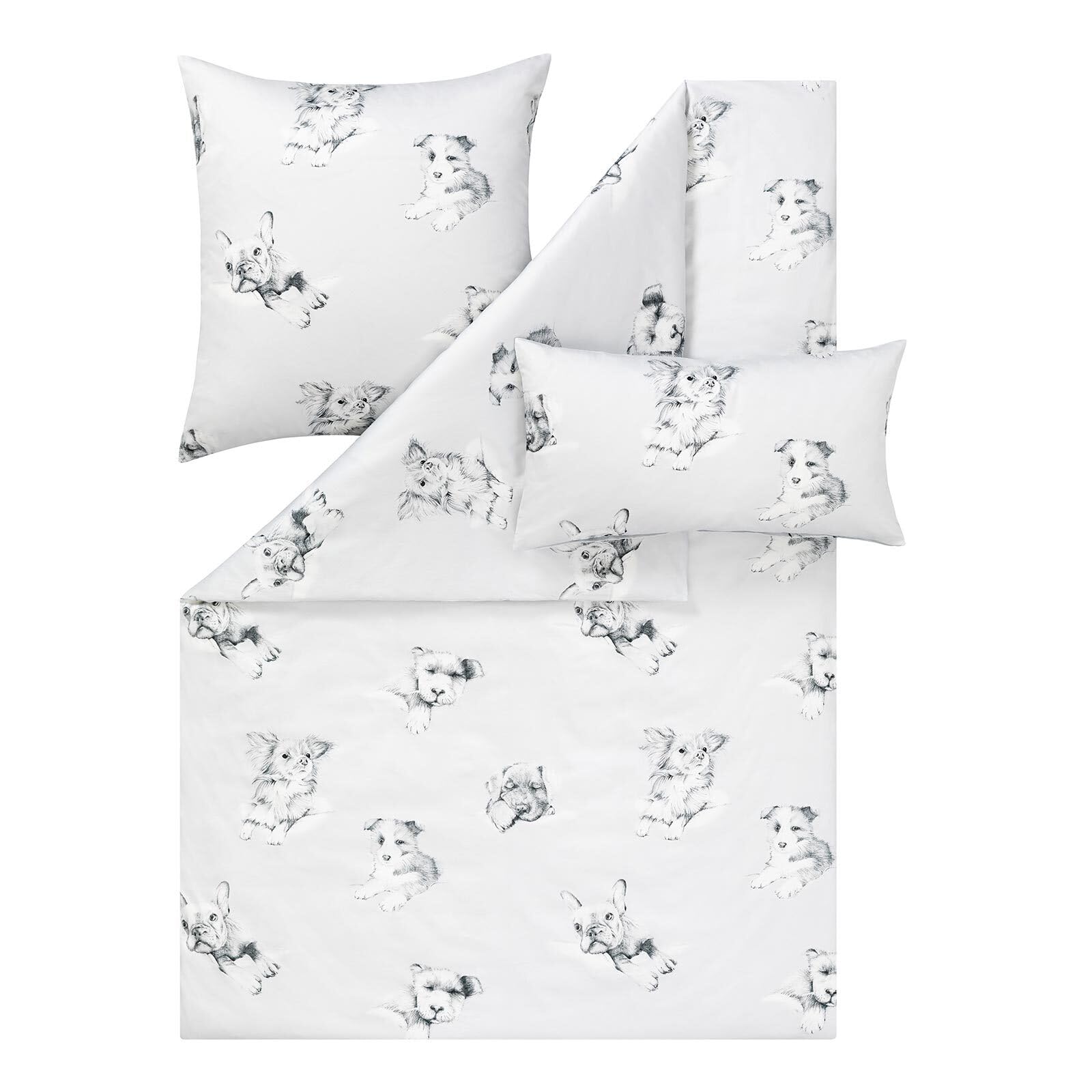 estella-mako-satin-bettw-sche-dogs-silber-100-baumwolle image 1