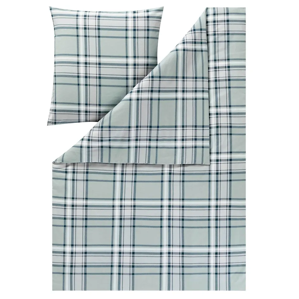 estella-bettw-sche-hannes-4459-kuschelflanell-karo-jade-155x220-cm image 1
