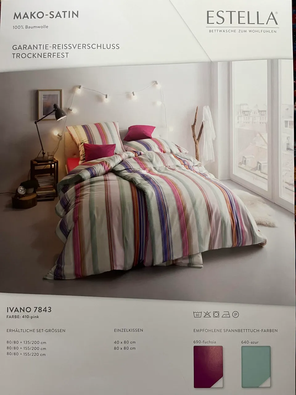 estella-ivano-mako-satin-bettw-sche-pink-135x200-80x80-cm image 1