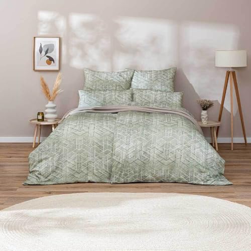 estella-mako-satin-bettw-sche-135x200-joaquin-khaki-rauten-gr-n-natur-7909-16 image 6