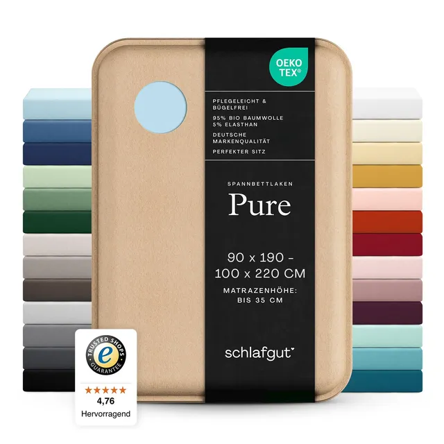 schlafgut-pure-spannbettlaken-90x200-cm-bio-baumwolle-jersey-blue-light image 1