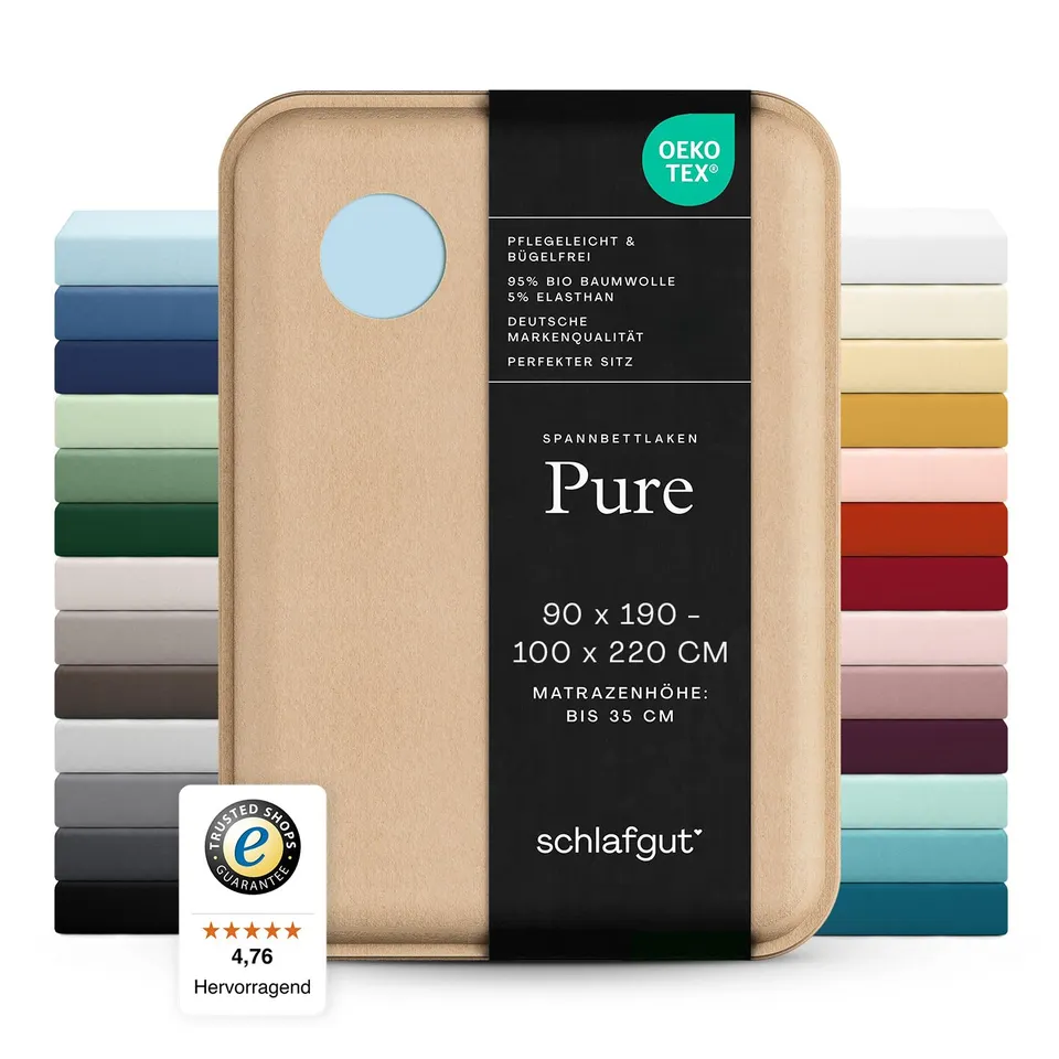schlafgut-pure-spannbettlaken-90x200-cm-bio-baumwolle-jersey-blue-light image 1
