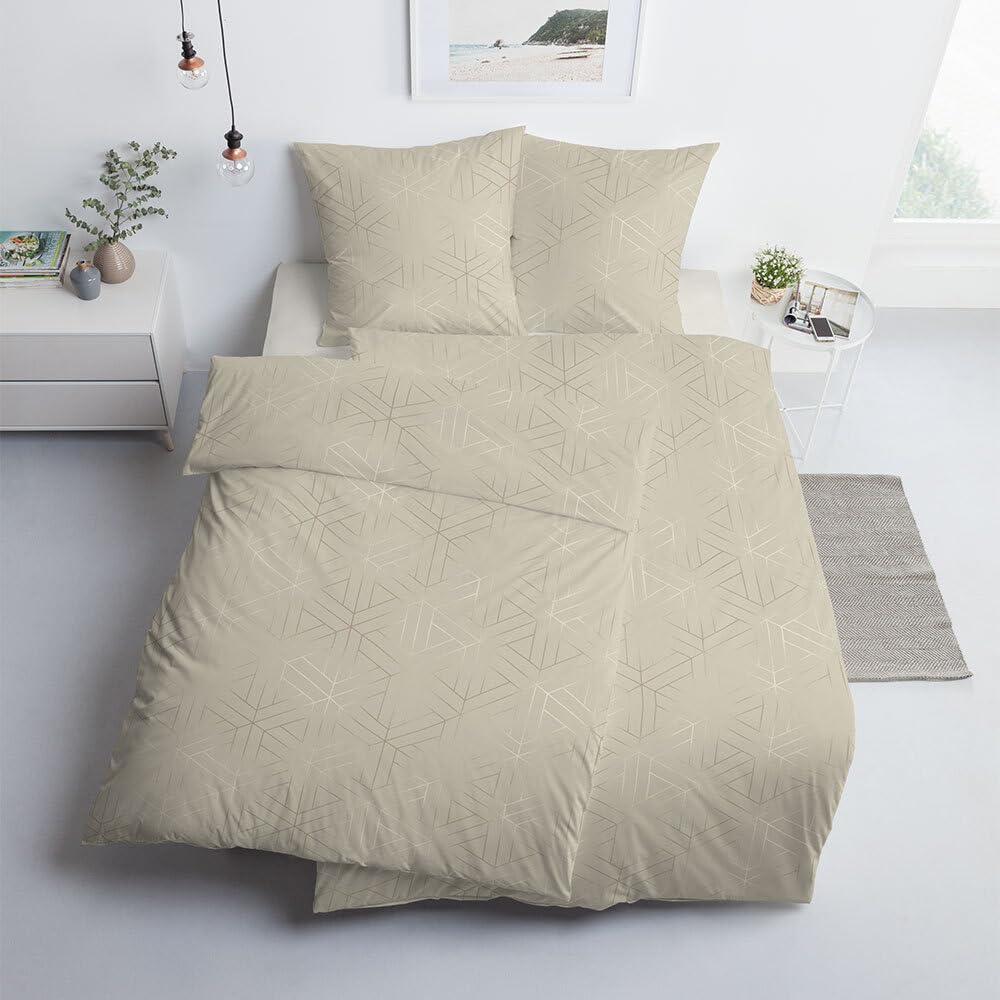 estella-mako-satin-bettw-sche-135x200-luan-ecrue-uni-waben-rauten-7919-220 image 1