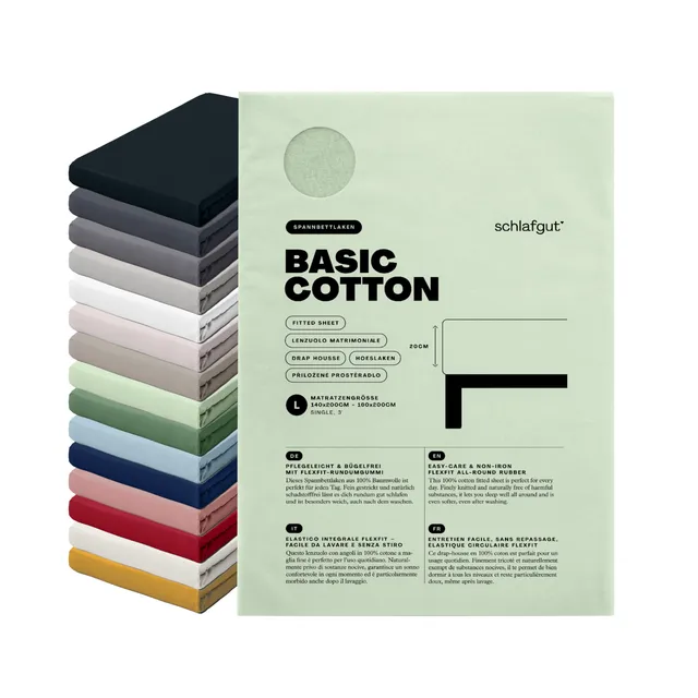 schlafgut-basic-cotton-spannbettlaken-140x200-cm-100-baumwolle-green-light image 1