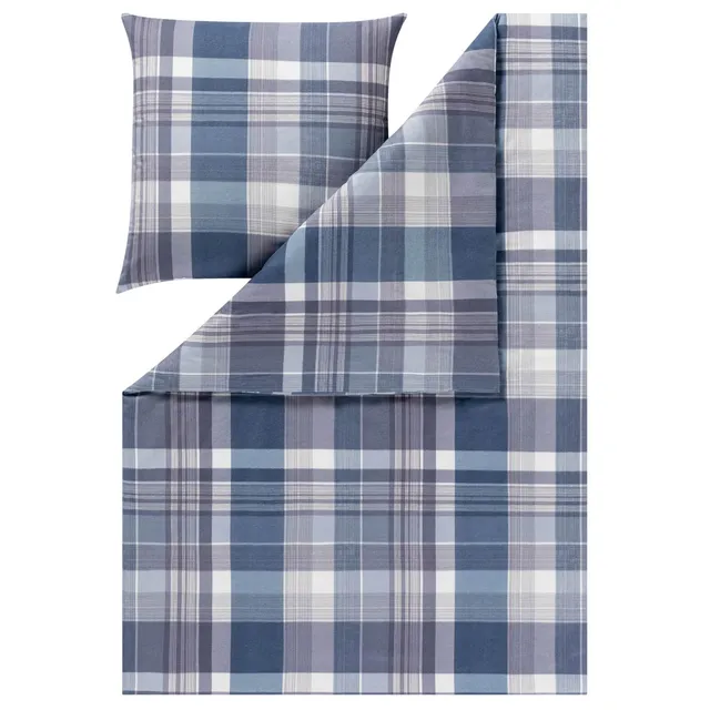 estella-ambros-4473-kuschelflanell-bettw-sche-navy-karo-155-x-220-cm image 1