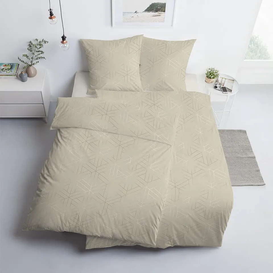 estella-mako-satin-bettw-sche-135x200-luan-ecrue-uni-waben-rauten-7919-220 image 1