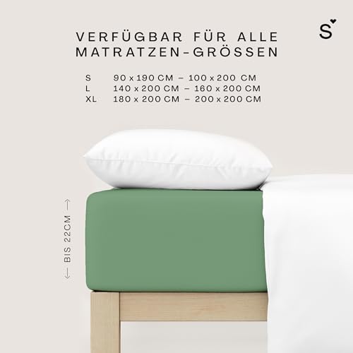 schlafgut-basic-cotton-spannbetttuch-140x200-160x200-cm-green-mid image 7