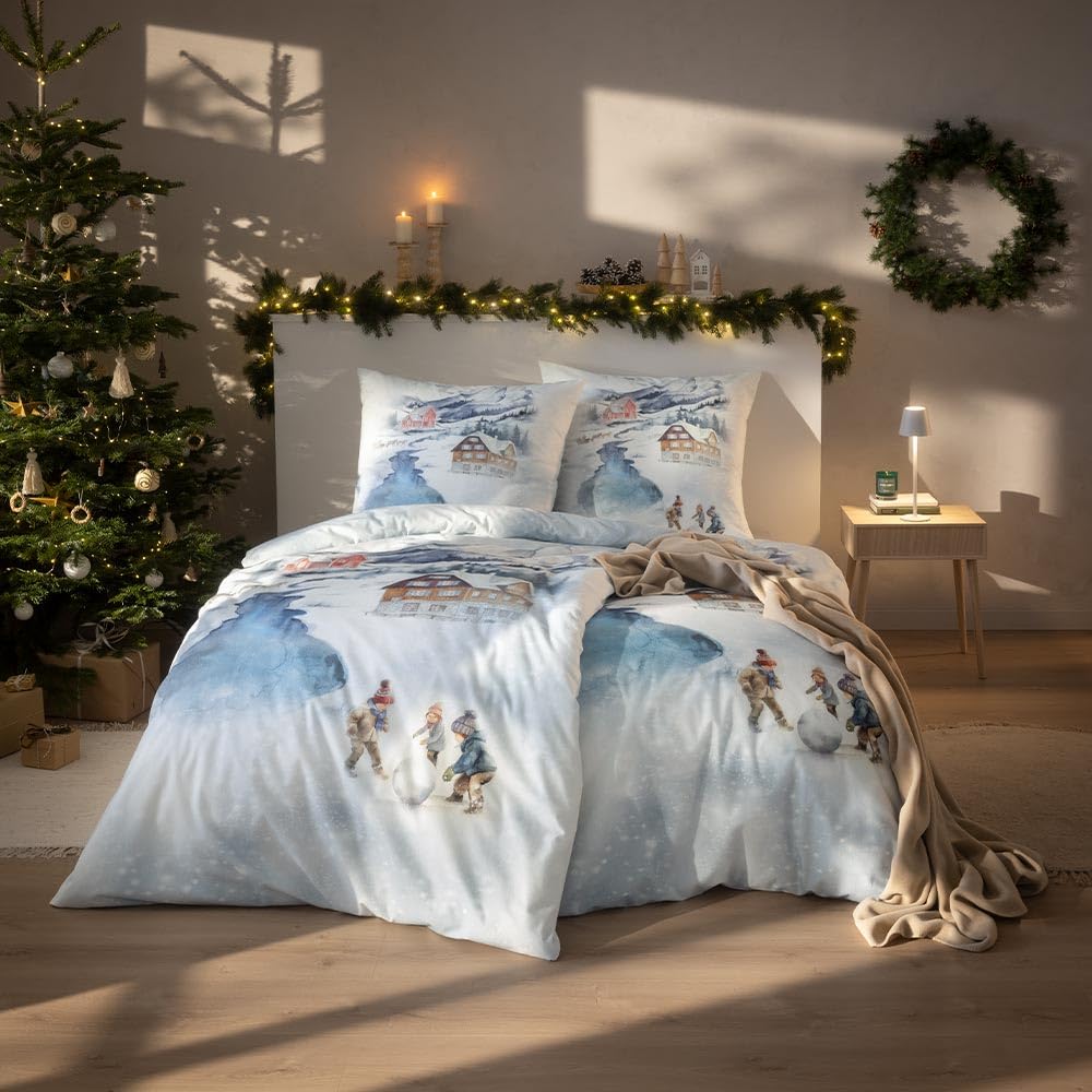 estella-mountain-lake-kuschelflanell-bettw-sche-155x220-80x80-cm-schnee-winterbe image 2