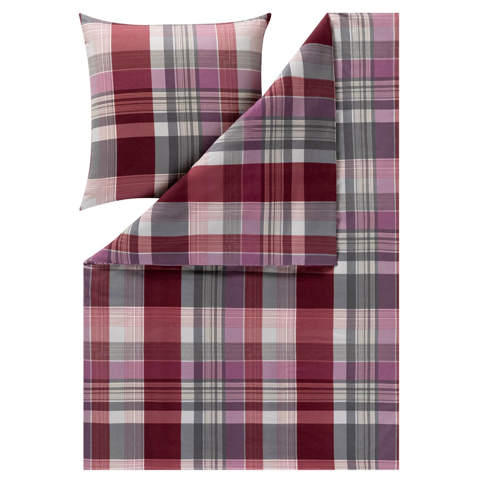 estella-ambros-4473-kuschelflanell-bettw-sche-aubergine-karo-135-x-200-cm image 1