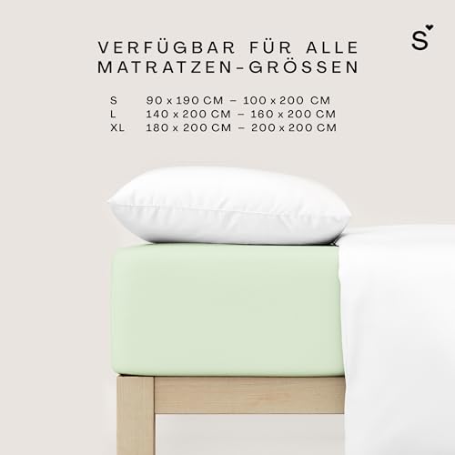 schlafgut-basic-cotton-spannbettlaken-90x200-cm-100-baumwolle-green-light image 7