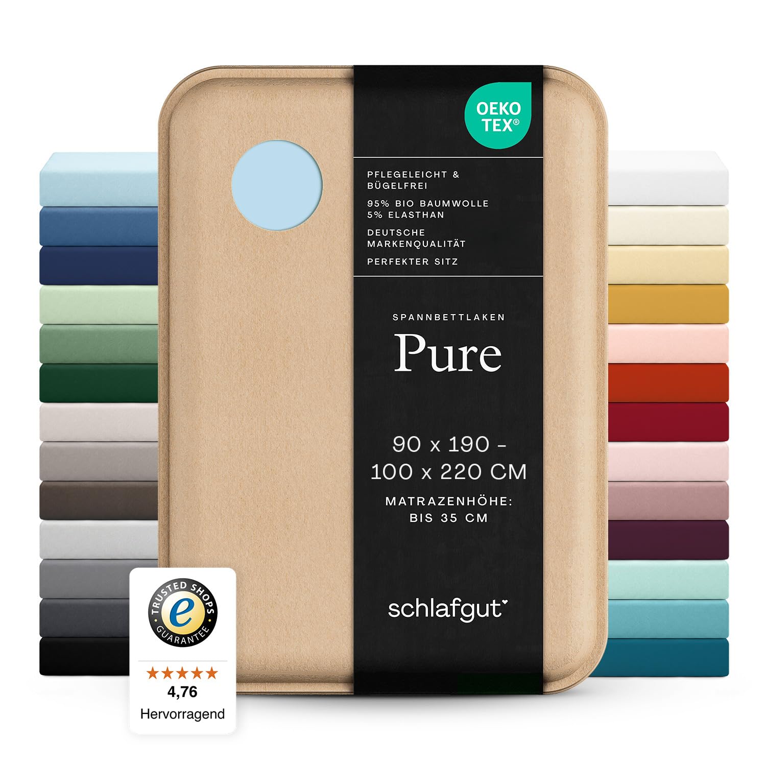 schlafgut-pure-spannbettlaken-90x200-cm-bio-baumwolle-jersey-blue-light image 1