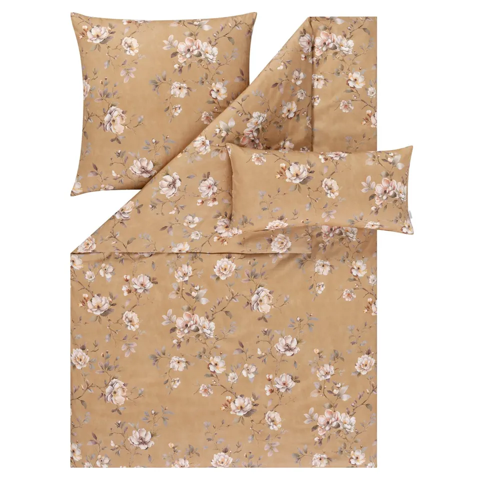 estella-lara-mako-satin-bettw-sche-135x200-messing-creme-floral-7954-740 image 1