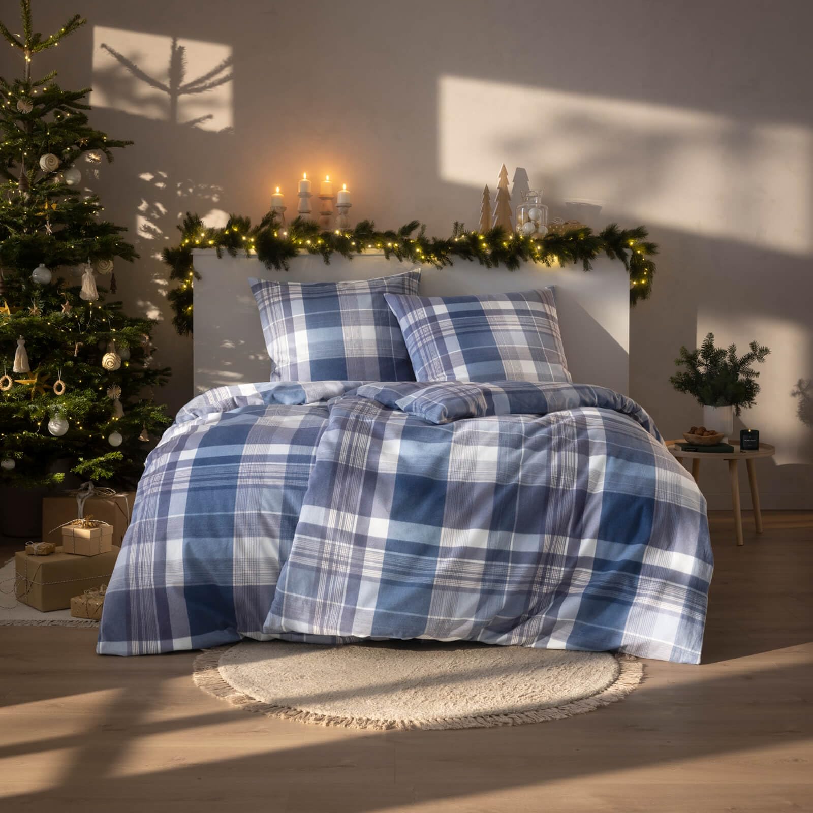 estella-ambros-4473-kuschelflanell-bettw-sche-navy-karo-155-x-220-cm image 4