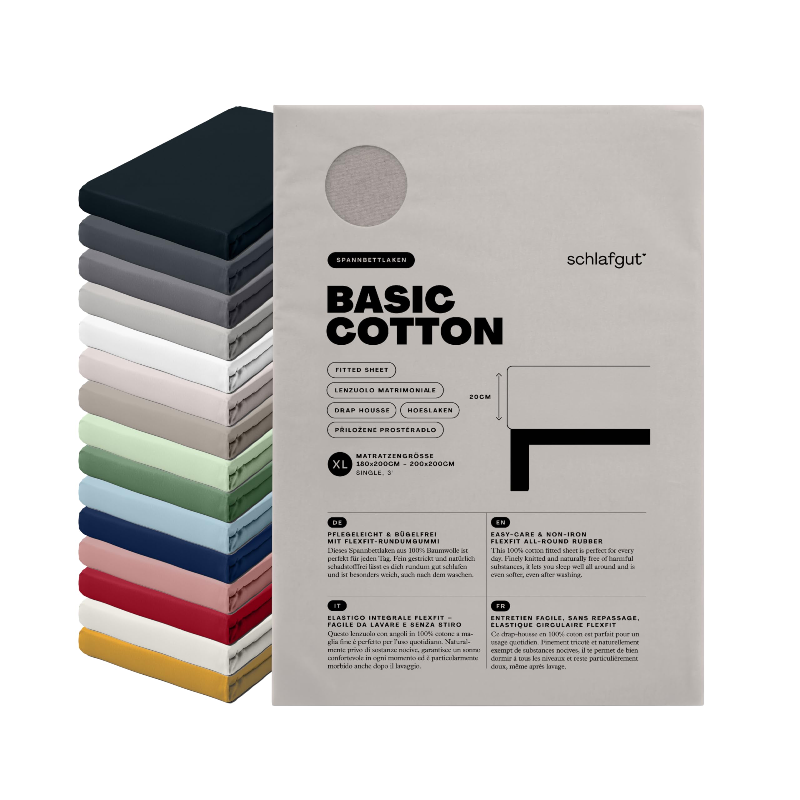 schlafgut-basic-cotton-spannbettlaken-180x200-cm-sand-mid image 1