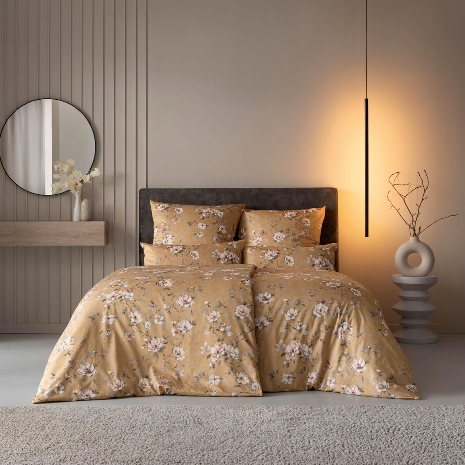 estella-lara-mako-satin-bettw-sche-135x200-messing-creme-floral-7954-740 image 4