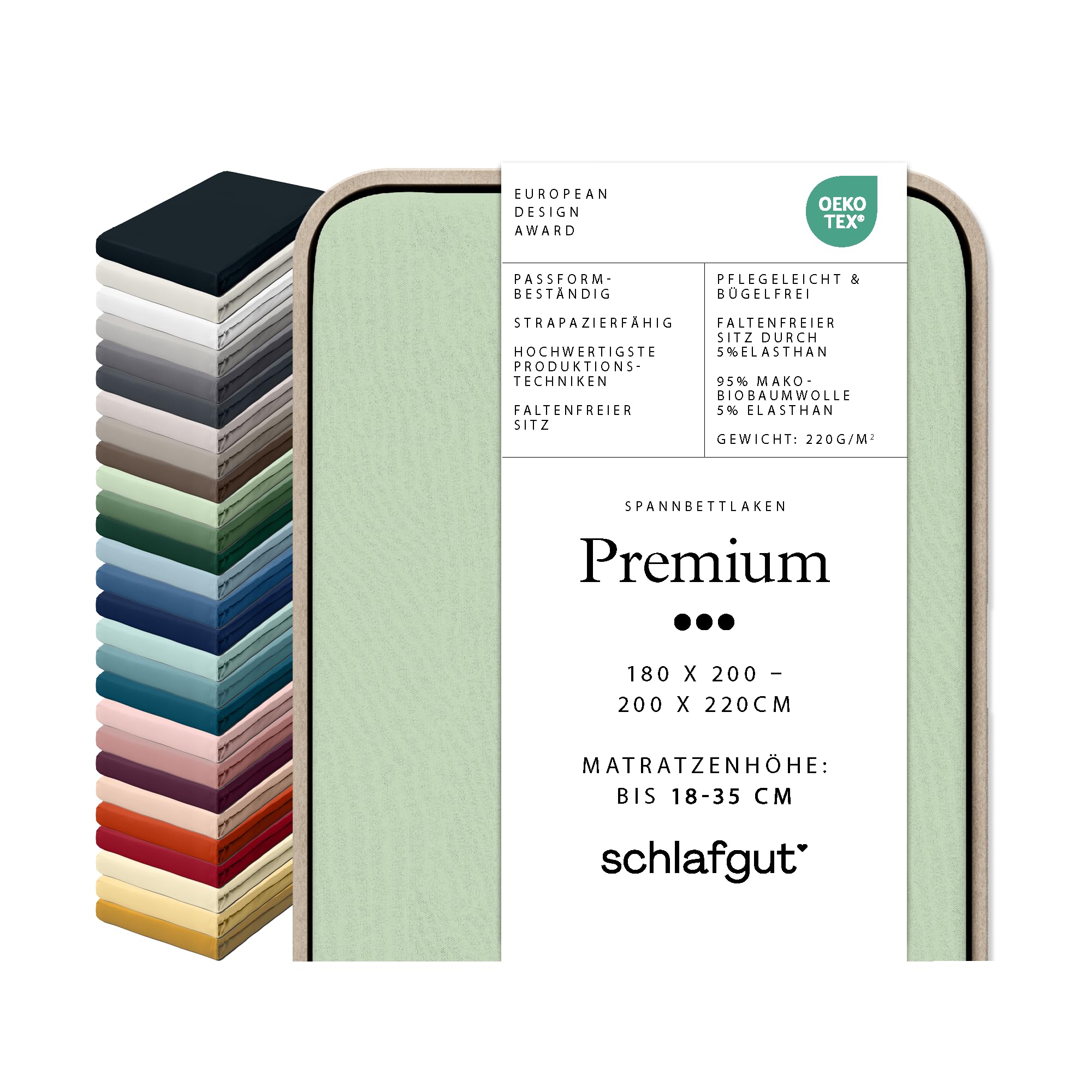schlafgut-premium-spannbettlaken-180x200-cm-bio-baumwolle-green-light image 1