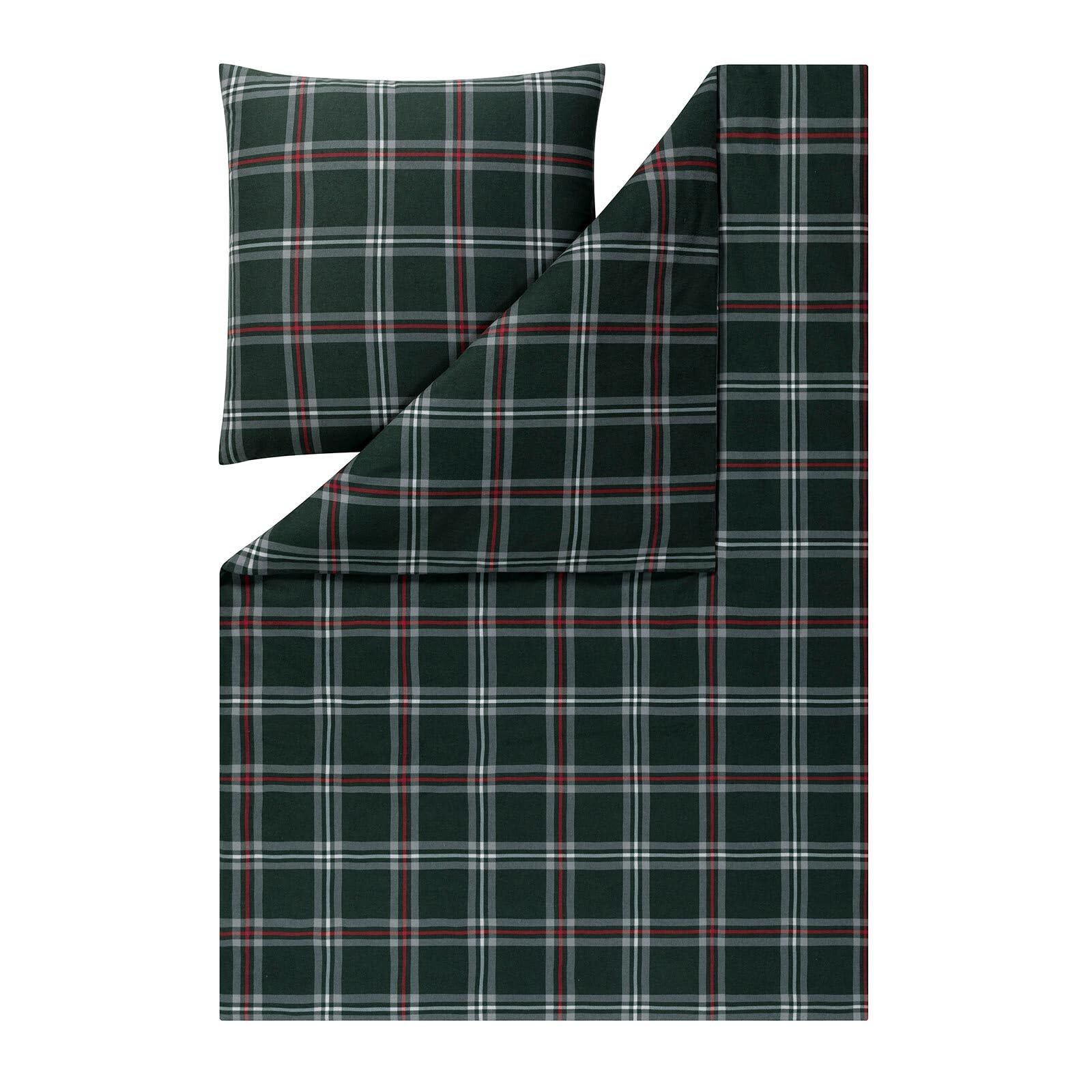 estella-harry-tanne-kuschelflanell-bettw-sche-karo-100-baumwolle image 1