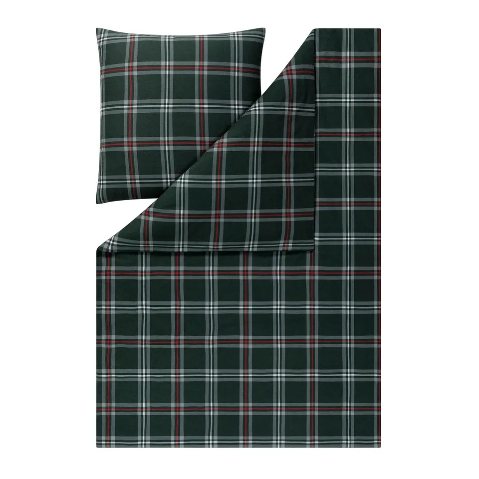 estella-harry-tanne-kuschelflanell-bettw-sche-karo-100-baumwolle image 1