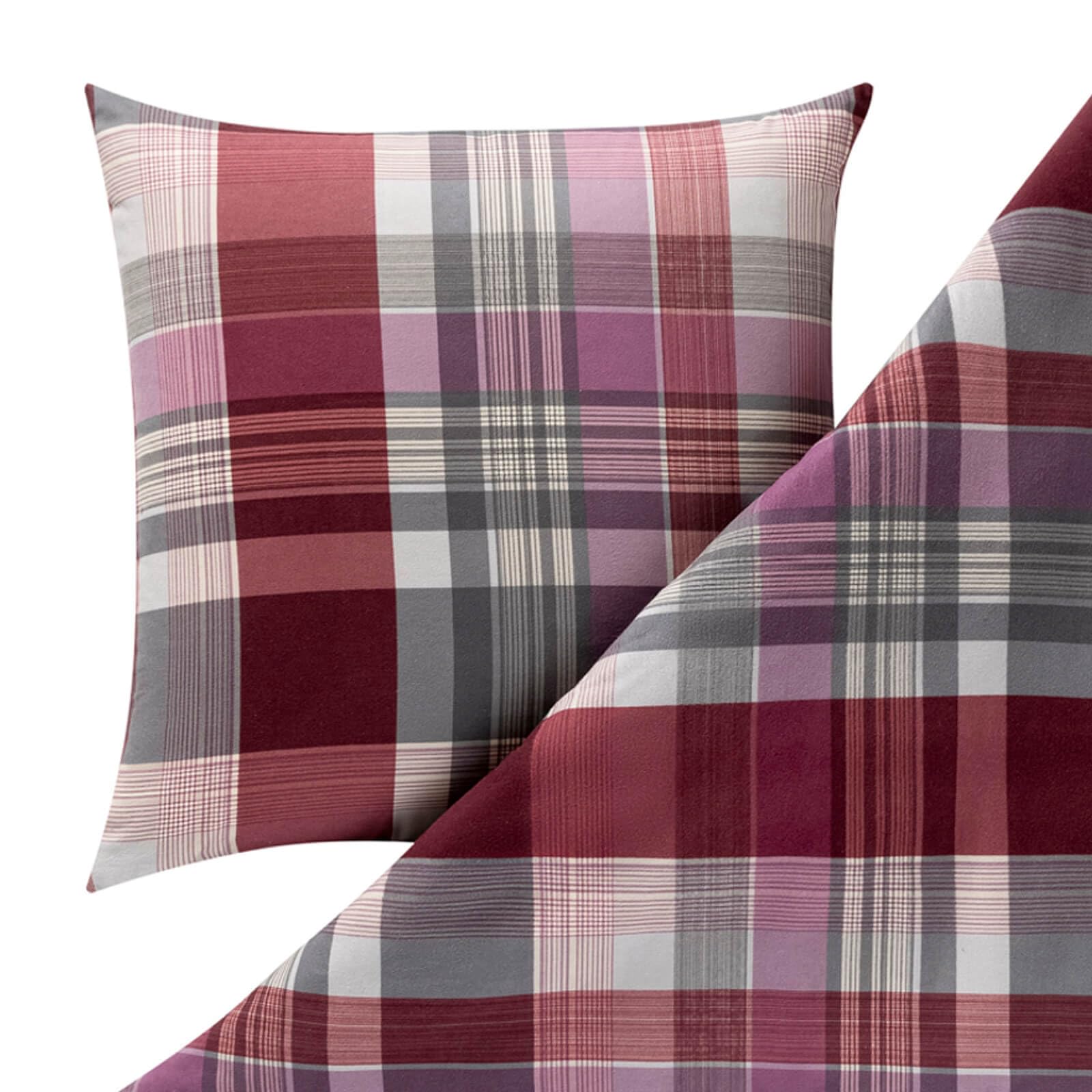 estella-ambros-4473-kuschelflanell-bettw-sche-aubergine-karo-135-x-200-cm image 2