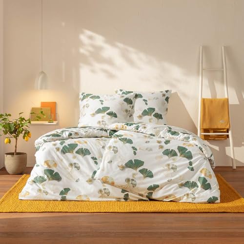 estella-gisele-bettw-sche-140x200-70x90-cm-gr-n-ginkgo-mako-satin-100-baumwolle image 7