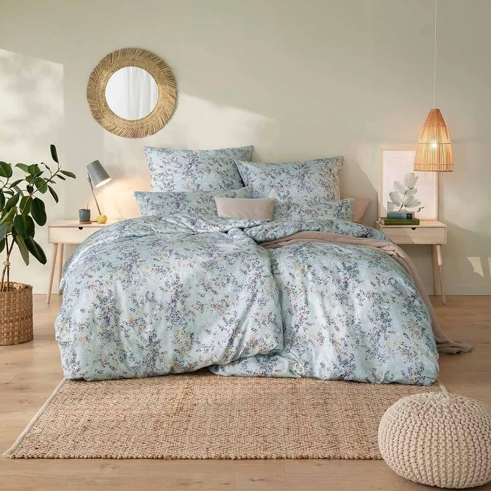 estella-mako-satin-bettw-sche-155x220-delizia-mint-bl-tter-tupfen-7951-520 image 1