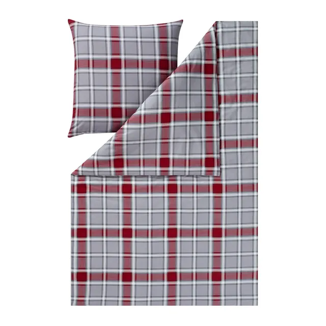estella-quirin-kuschelflanell-bettw-sche-grau-rot-karo-155x220-cm-80x80-cm image 1